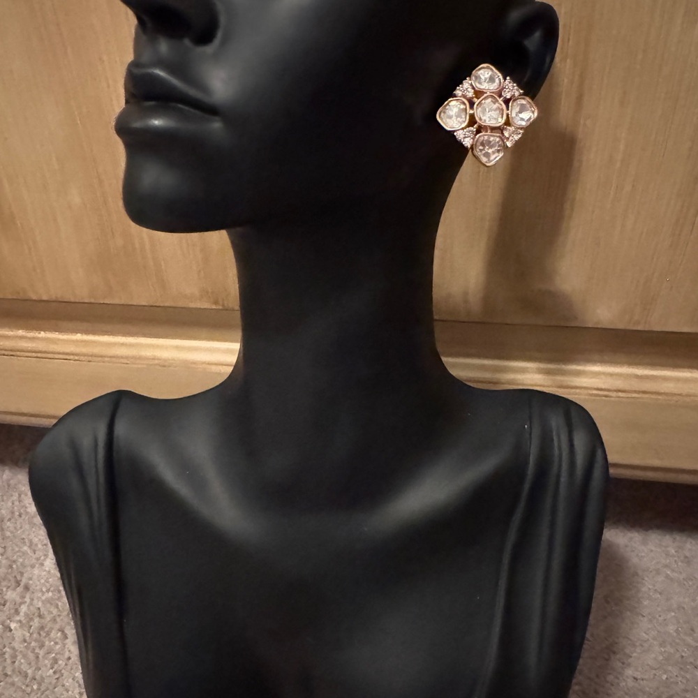 Elegant Gold and Silver Crystal Earrings